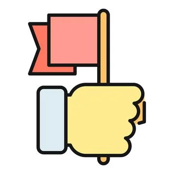 Hand holding flag icon achieving success concept Stock Illustration