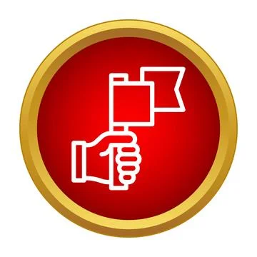 Hand holding flag icon representing achievement success goal Stock Illustration