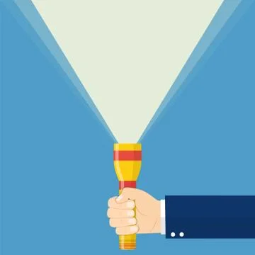 Hand holding flashlight. Stock Illustration