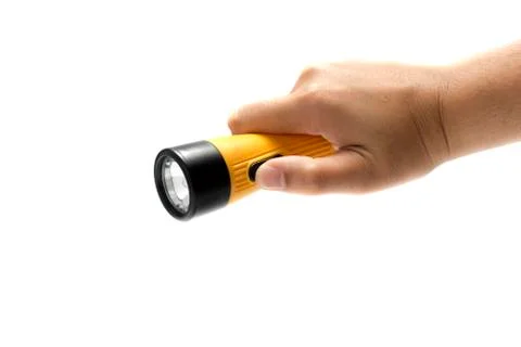 Hand holding flashlight Stock Photos