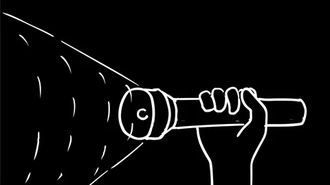 Hand Holding Flashlight Torch Drawing 2D Animation 4K Stock Footage 282419350
