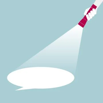 Hand holding a flashlight,projection a clock. Stock Illustration