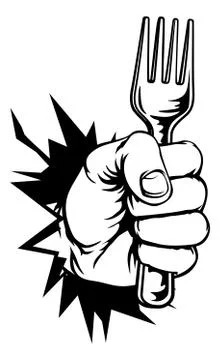 Hand Holding Fork Breaking Background Stock-Illustration
