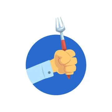 Hand holding fork, kitchen tool, food concept cartoon vector Illustration Stock-Illustration