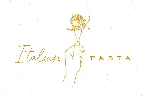 Hand holding fork with spaghetti Stock Illustration