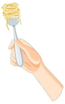 Hand Holding Fork with Spaghetti Stock Illustration