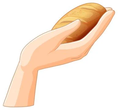 Hand Holding Freshly Baked Bread Stock Illustration