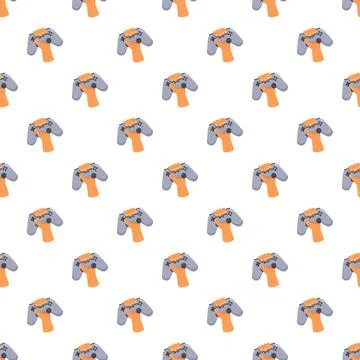 Hand holding gamepad controller gaming seamless pattern イラスト素材