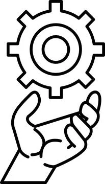 Hand holding a gear with a background Stock Illustration