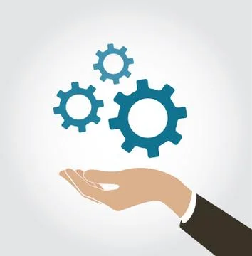 Hand holding gear icon vector Stock Illustration