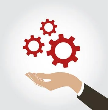 Hand holding gear icon vector Stock Illustration
