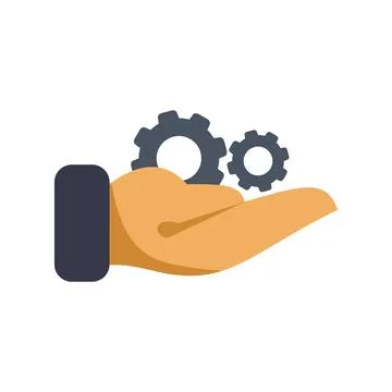 Hand holding gears representing process and support management Stock Illustration