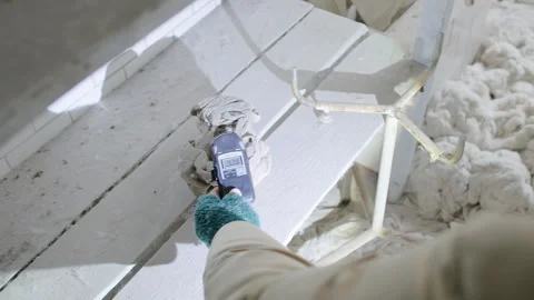 Hand holding geiger counter measuring radiation in Pripyat Video stock 332830199