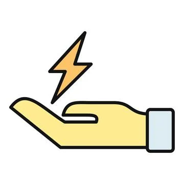 Hand holding generating lightning bolt power icon 스톡 일러스트
