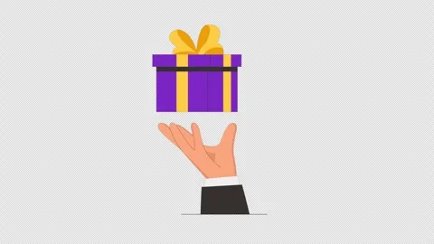 Hand Holding a Gift Box Animation- Transparent Stock Footage 343819784