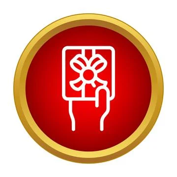 Hand holding a gift box icon button Stock Illustration