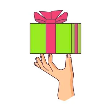 Hand is holding the gift Stock Illustration
