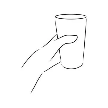 Hand holding a glass, vector. Hand drawn sketch. Stock Illustration
