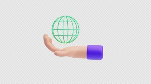 Hand holding global technology network sphere 3d animation Stock Footage 326329527