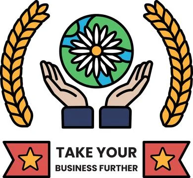 A hand holding a globe with a flower on it Stock Illustration