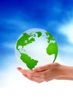 Hand holding a globe Stock Illustration