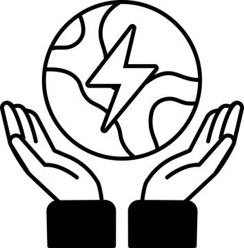 Hand holding a globe with a lightning bolt on it Illustrazione stock
