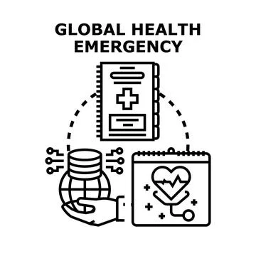 Hand holding globe with medical data and emergency concept Illustrazione stock