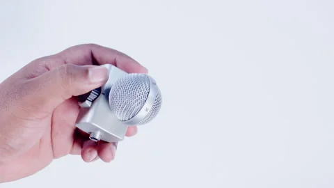 Hand Holding Globe Microphone Stock Footage 248762532