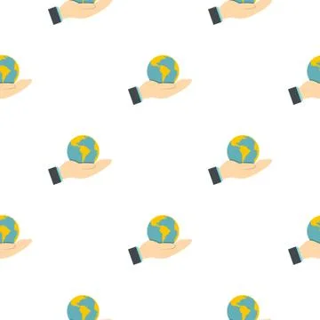 Hand holding globe pattern flat 스톡 일러스트