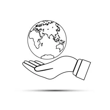 Hand holding a globe, simple design Stock Illustration