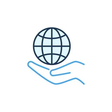 Hand Holding Globe vector concept colored icon or sign Stock Illustration