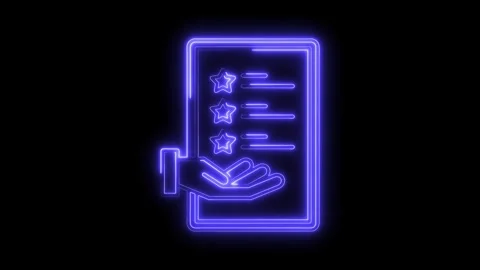 Hand holding glowing neon document with star rating showing review or testi.. Stock Footage 312333410