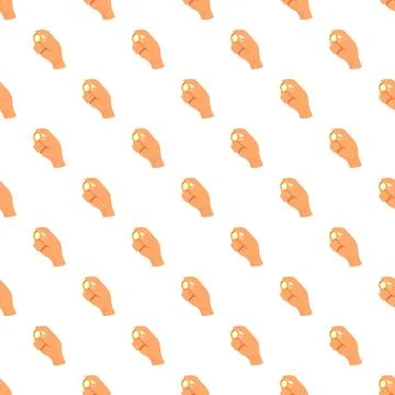 Hand holding gold ring repeating engagement pattern Stock Illustration