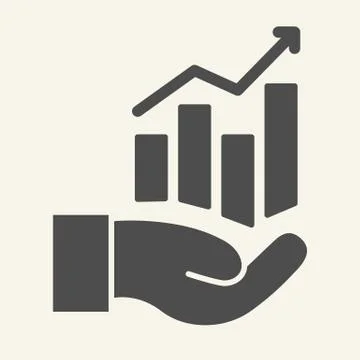Hand holding graph solid icon. Growth chart in palm vector illustration isolated Stock Illustration