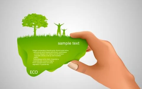Hand holding a green bubble Stock Illustration