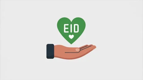 Hand Holding Green Heart with Eid Typography Icon Animation Stock Footage 323347977