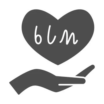 Hand holding heart with BLM text solid icon, Black lives matter concept, BLM 스톡 일러스트