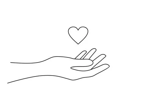 A hand holding a heart. Minimalistic vector illustration in lineart style Stock Illustration