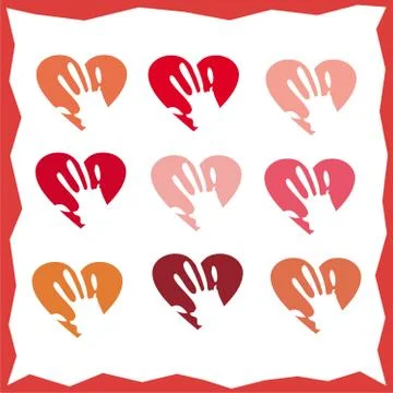 Hand holding the heart, set Stock Illustration