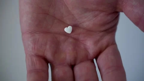 Hand holding heart shape pill, close-up. Stock Footage 275474053