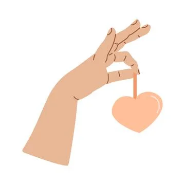 Hand holding heart string toy vector illustration. Illustrazione stock