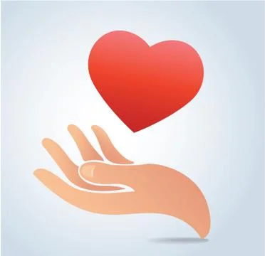 Hand holding the heart vector Stock Illustration