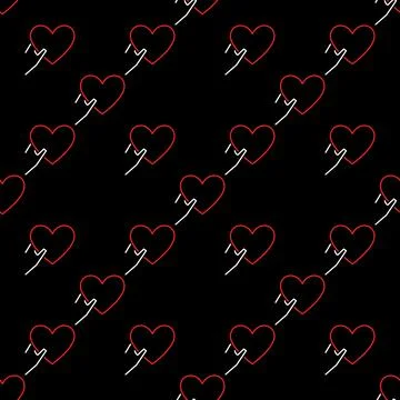 Hand holding Heart vector loyalty linear seamless pattern Stock Illustration