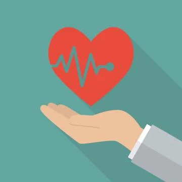 Hand holding heartbeat Stock Illustration