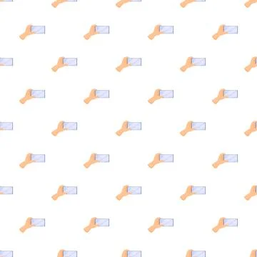 Hand holding horizontal smartphone screen repeating seamless pattern Stock Illustration