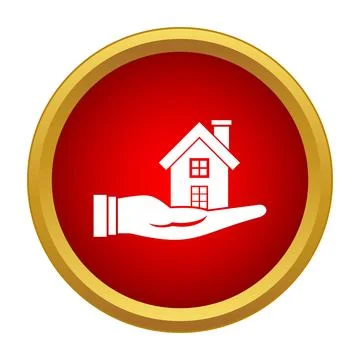 Hand holding house icon representing real estate protection Ilustración de archivo
