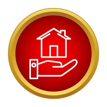 Hand holding house icon representing real estate property Ilustración de archivo