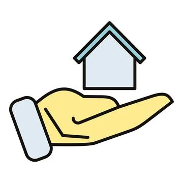 Hand holding house icon representing real estate concept Stock Illustration
