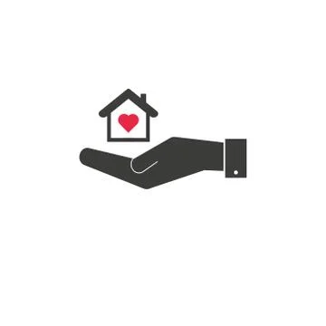 Hand holding up house icon vector, filled flat sign, solid pictogram isolated Stock Illustration