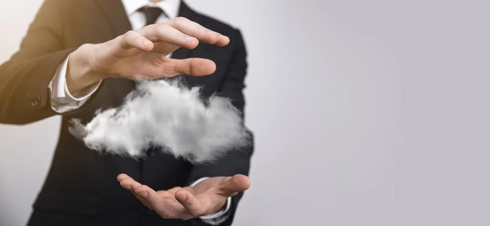 Hand holding icon cloud computing network and icon connection data informatio Stock Photos